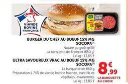 Super U SOCOPA Burger du chef au boeuf 15% mg offre