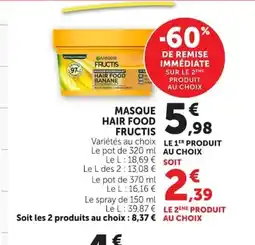 Super U Masque hair food fructis offre