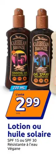 Action Lotion ou huile solaire offre