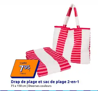 Drap de plage et sac de plage 2-en-1