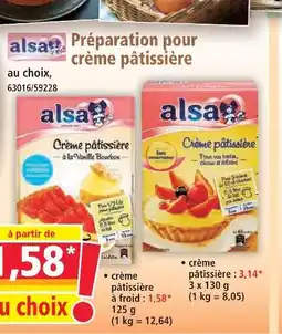 Norma Alsa crème pâtissière à froid offre