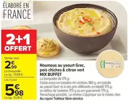 Carrefour Drive Mix - houmous au yaourt grec, pois chiches & citron vert offre