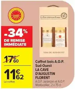 Carrefour Drive La cave d'augustin florent - coffret bois a.o.p. sud-ouest offre
