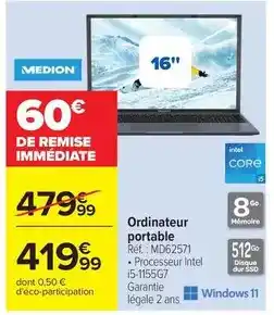 Carrefour Drive Medion - ordinateur portable offre