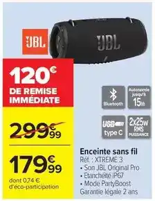 Carrefour Drive Jbl - enceinte sans fil offre