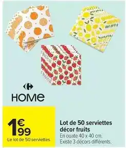 Carrefour Drive Lot de 50 serviettes décor fruits offre