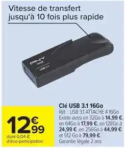 Carrefour Drive Pny - clé usb 3.1 16go offre