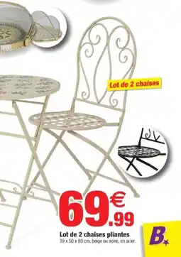 Bazarland Lot de 2 chaises pliantes offre