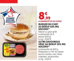 Bi1 SOCOPA Burger du chef au boeuf 15% mg offre
