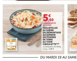Bi1 Tagliatelles au surimi ou piemontaise au jambon ou pommes de terre au thon ciboulette offre
