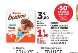 Bi1 KINDER BUENO Cones creme glacee offre