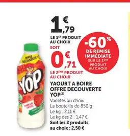 Bi1 YOP Yaourt a boire offre decouverte offre
