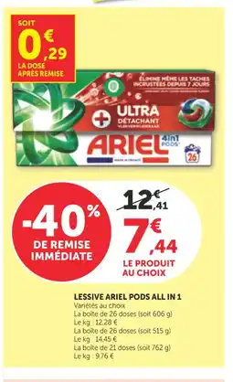 Bi1 Lessive ariel pods all in 1 offre