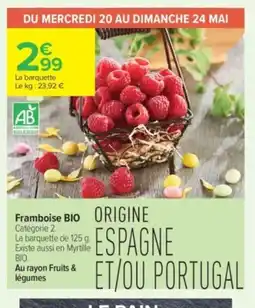 Carrefour Contact Framboise bio offre