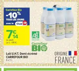 Carrefour Contact CARREFOUR BIO Lait U.H.T. Demi-écrémé offre