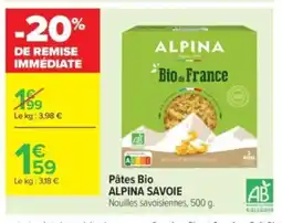 Carrefour Contact ALPINA SAVOIE Pâtes Bio offre