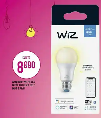Ampoule wi-fi ble 60w a60 e27 927 dim 1pf/6
