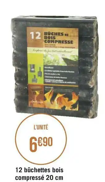 Géant Casino 12 bûchettes bois compressé 20 cm offre