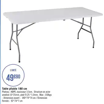 Géant Casino Table pliable 180 cm offre