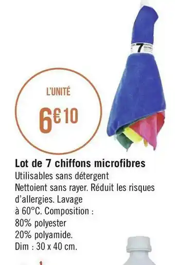 Lot de 7 chiffons microfibres