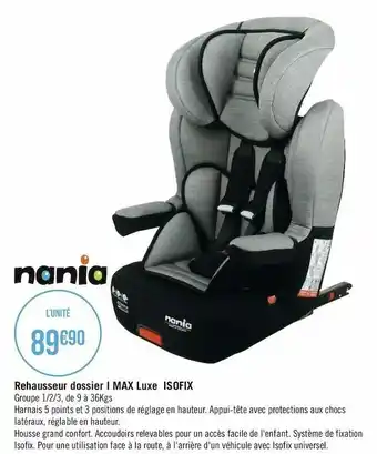 Géant Casino Mania rehausseur dossier i max luxe isofix offre