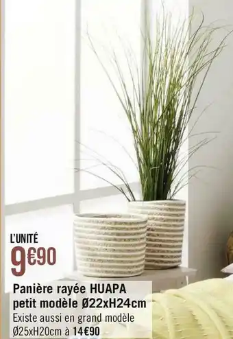 Géant Casino Panière rayée huapa petit modèle 22xh24cm offre