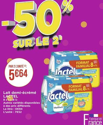 Géant Casino Lactel lait demi-écrémé offre