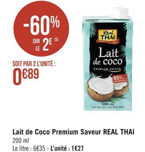Promo Real thai lait de coco premium saveur chez Géant Casino