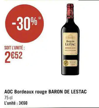 Baron de lestac aoc bordeaux rouge