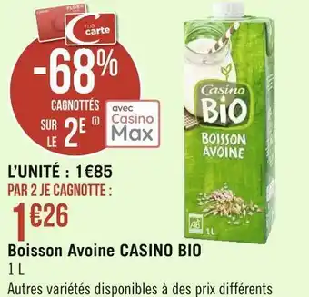 Géant Casino Casino bio boisson avoine offre