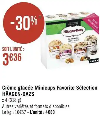 Géant Casino Häagen-dazs crème glacée minicups favorite sélection offre