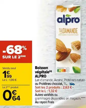 Carrefour Alpro boisson végétale offre