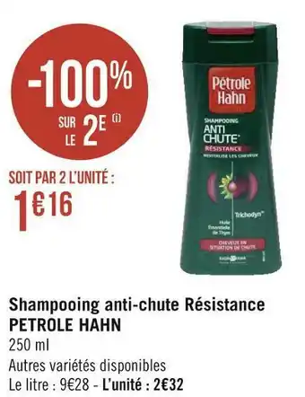 Géant Casino Petrole hahn shampooing anti-chute résistance offre