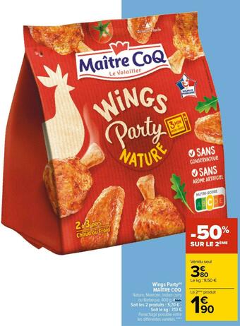 Carrefour Maître coq wings party offre