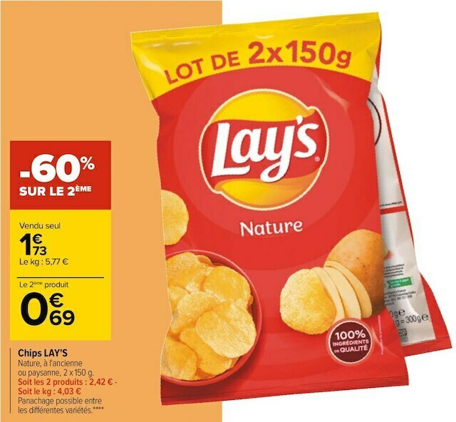 Promo Lay's chips chez Carrefour