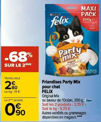 Carrefour Felix friandises party mix pour chat offre