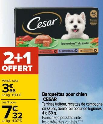 Carrefour Cesar barquettes pour chien offre
