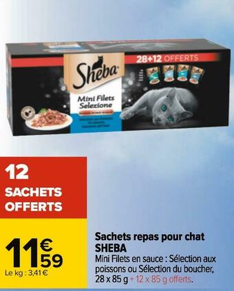 Carrefour Sheba sachets repas pour chat offre