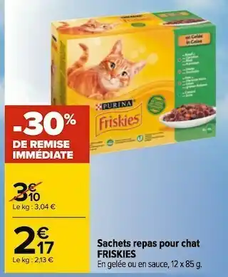 Carrefour Friskies sachets repas pour chat offre