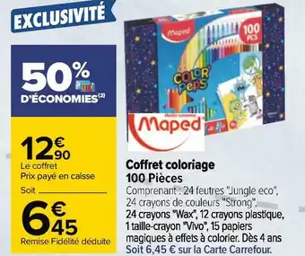 Carrefour Maped coffret coloriage 100 pièces offre