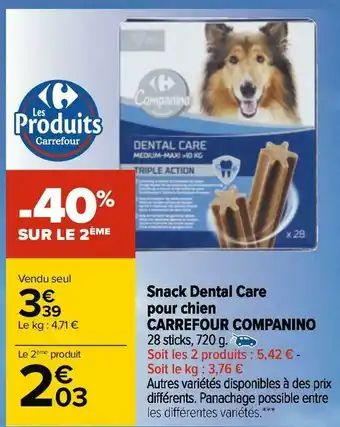 Carrefour Carrefour companino snack dental care pour chien offre