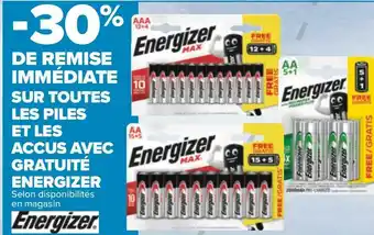 Carrefour Energizer bon plan sur toutes les piles et les accus avec gratuité energizer offre
