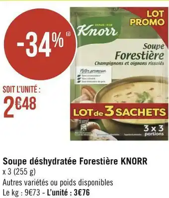 Géant Casino Knorr soupe déshydratée forestière offre
