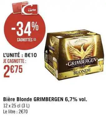 Géant Casino Grimbergen bière blonde 6,7% vol. offre