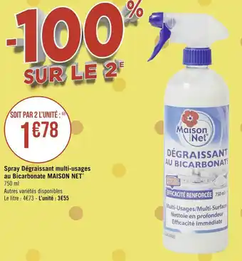 Géant Casino Maison net spray dégraissant multi-usages au bicarbonate* offre