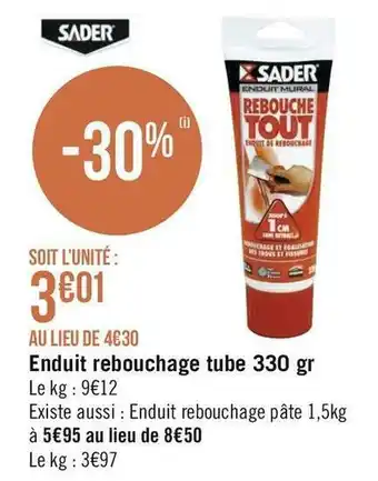 Sader enduit rebouchage tube 330 gr