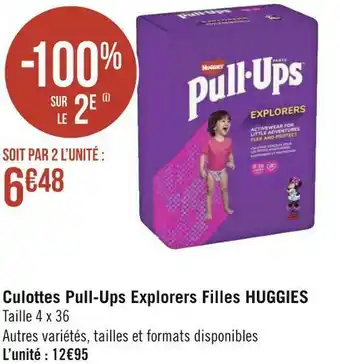 Géant Casino Huggies culottes pull-ups explorers filles offre