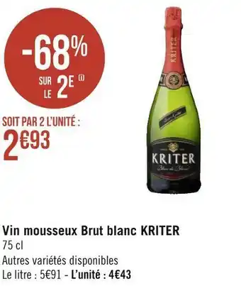 Géant Casino Kriter vin mousseux brut blanc offre