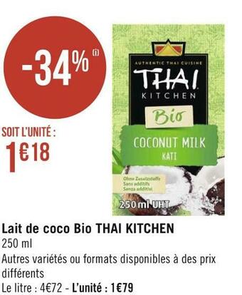 Géant Casino Thai kitchen lait de coco bio offre