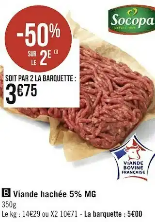 Géant Casino Socopa viande hachée 5% mg offre